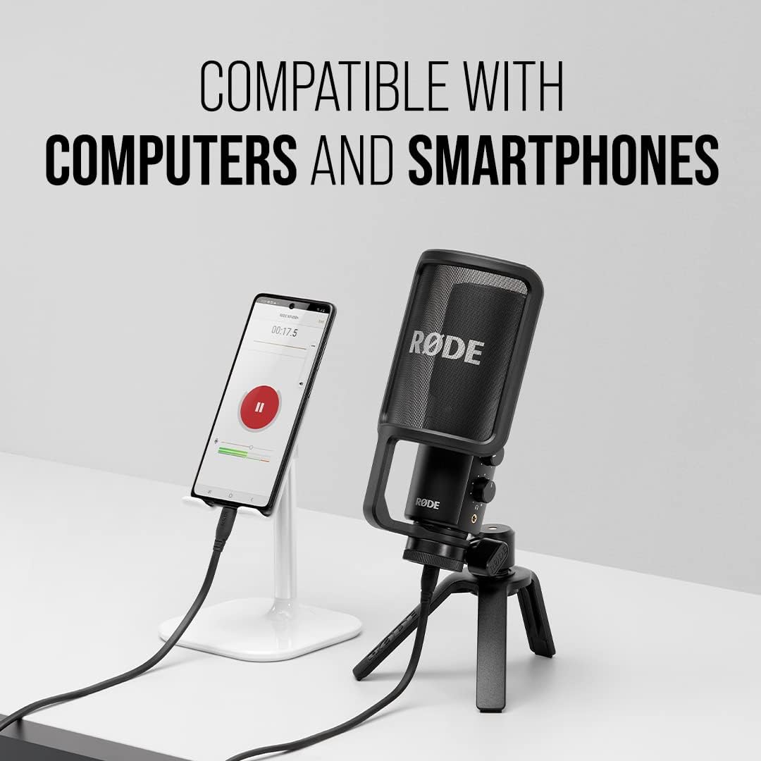 RØDE NT-USB+ Professional-Grade USB Condenser Microphone For Recording Studio Quality Audio Directly To A Computer Or Mobile Device, Black - Image 2