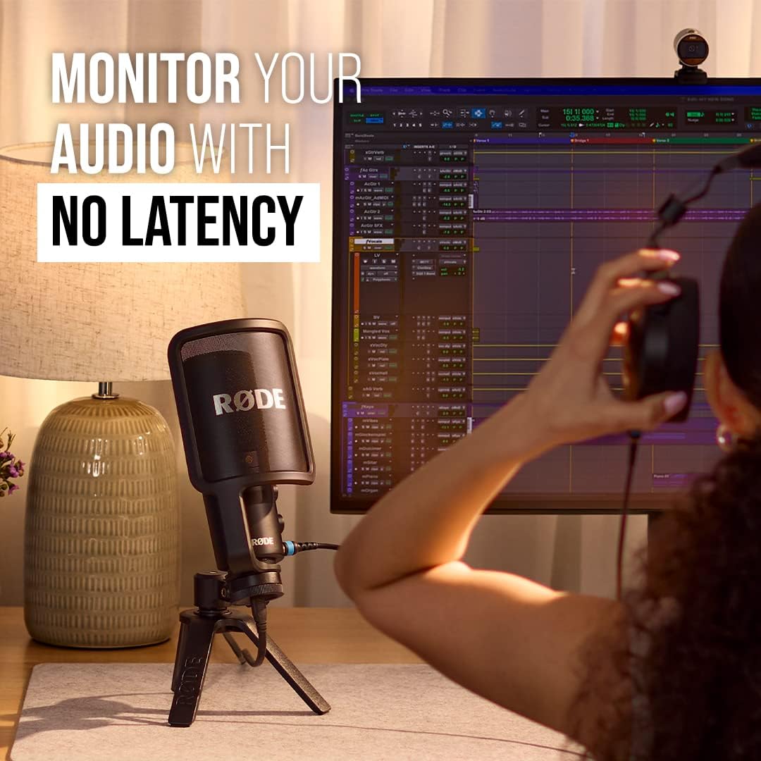 RØDE NT-USB+ Professional-Grade USB Condenser Microphone For Recording Studio Quality Audio Directly To A Computer Or Mobile Device, Black - Image 3