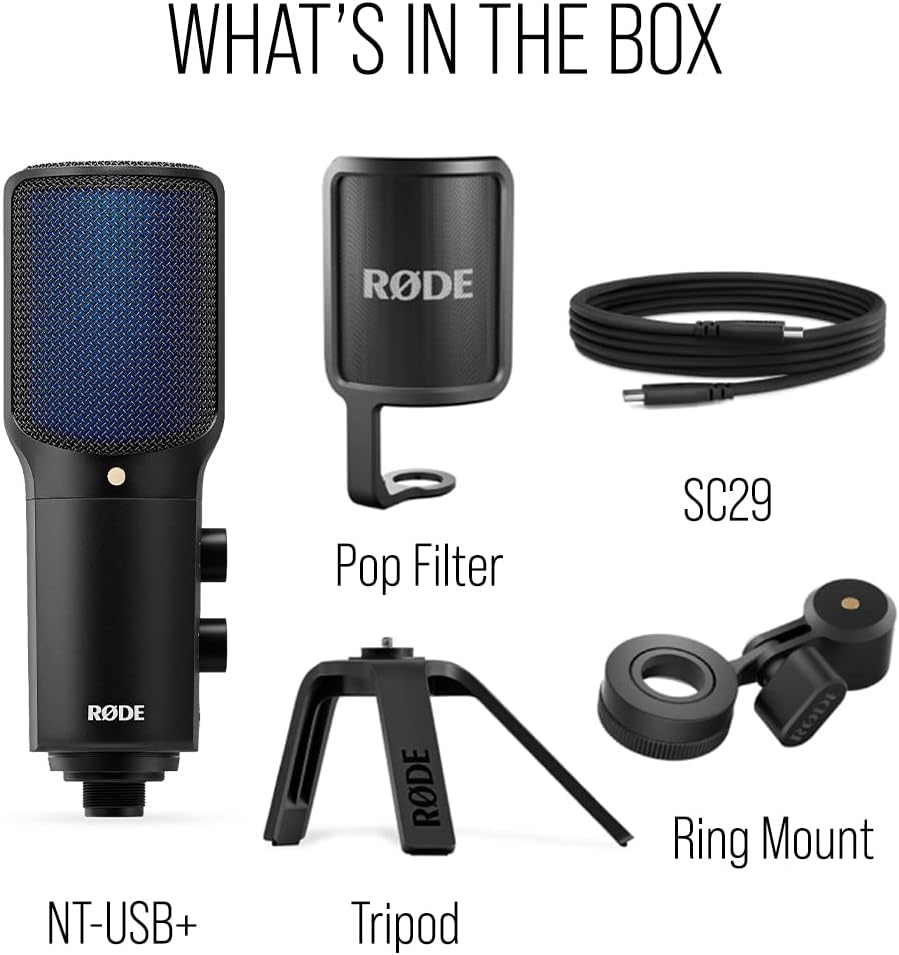 RØDE NT-USB+ Professional-Grade USB Condenser Microphone For Recording Studio Quality Audio Directly To A Computer Or Mobile Device, Black - Image 8