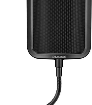 Aokeo Metal Pop Filter,Metal Mesh Layer Microphone Windscreen for Hyperx QuadCast, Blue Yeti and Other Mics,Pop Shield with Flexible 360° Gooseneck Clip Stabilization Arm