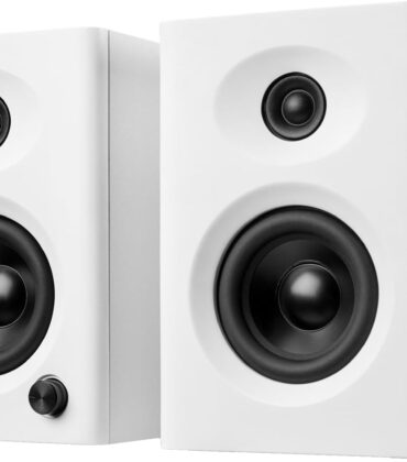 Computer Speakers for Desktop PC, 60W Bluetooth 5.3 Stereo 2.0 System with Bass, Compact Powered Bookshelf Speakers for Office, Monitors, Laptop, Gaming, TV, Gifts (White, Pair)